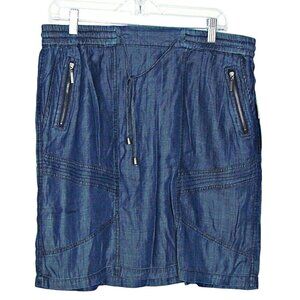 NEW Tribella Womens Skirt Sz Large Harborside Indigo Blue Elastic Waist Pockets